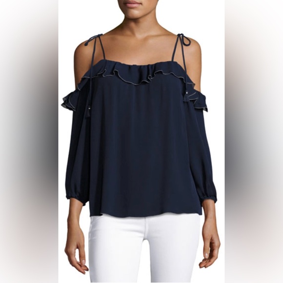 Joie “Eukene” 100% silk cold shoulder top. Sz Medium NWOT - Picture 5 of 11